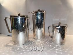 Mid Century Calegaro Italian Hammered Silver Plate Coffee/Tea Server Set