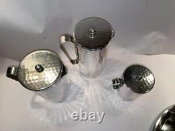 Mid Century Calegaro Italian Hammered Silver Plate Coffee/Tea Server Set