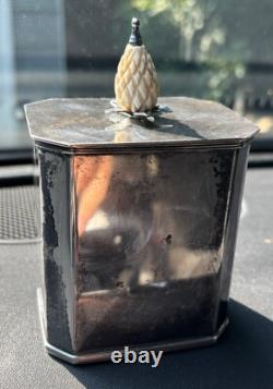 Mid Century Silver plate Tea Caddy with pineapple finial