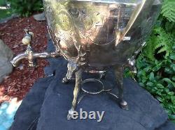 Middletown Silver Co 1874 Ornate Urn Hot Water Tea Elk Feet Footed