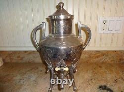 Middletown Silver Co 1874 Ornate Urn Hot Water Tea Elk Feet Footed