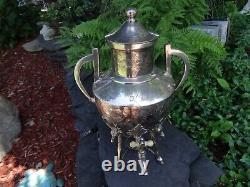 Middletown Silver Co 1874 Ornate Urn Hot Water Tea Elk Feet Footed