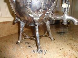 Middletown Silver Co 1874 Ornate Urn Hot Water Tea Elk Feet Footed