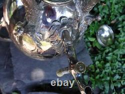 Middletown Silver Co 1874 Ornate Urn Hot Water Tea Elk Feet Footed