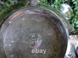 Middletown Silver Co 1874 Ornate Urn Hot Water Tea Elk Feet Footed