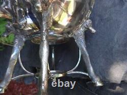 Middletown Silver Co 1874 Ornate Urn Hot Water Tea Elk Feet Footed