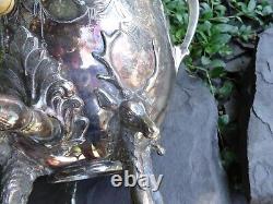 Middletown Silver Co 1874 Ornate Urn Hot Water Tea Elk Feet Footed