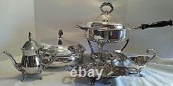 Mixed Lot Silverplate & Metal Chafing Dish Bowl Lid Gravy Boat Tea Pot Nut Tray