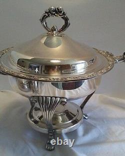 Mixed Lot Silverplate & Metal Chafing Dish Bowl Lid Gravy Boat Tea Pot Nut Tray