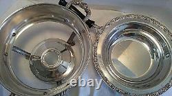 Mixed Lot Silverplate & Metal Chafing Dish Bowl Lid Gravy Boat Tea Pot Nut Tray