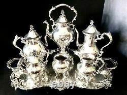 Monumental 1930s Goldfeder Silver on Copper 7 Piece Tea & Coffee Service