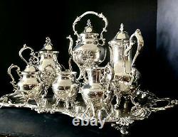 Monumental 1930s Goldfeder Silver on Copper 7 Piece Tea & Coffee Service