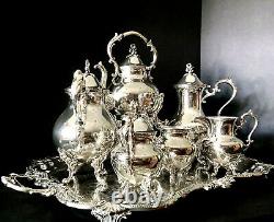 Monumental 1930s Goldfeder Silver on Copper 7 Piece Tea & Coffee Service