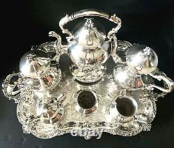 Monumental 1930s Goldfeder Silver on Copper 7 Piece Tea & Coffee Service