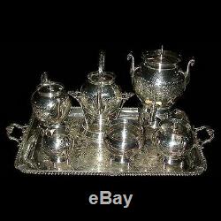 Monumental 19th C. American Eastlake 7-Pc. Silver Plate Tea Set #6148