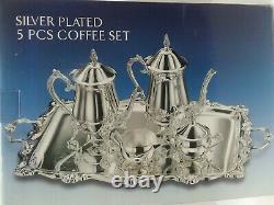 NIB Godinger Silver Art 5 piece coffee tea set silver plated style #61375 gift