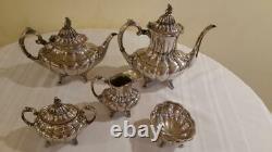 NICE Reed & Barton Victorian Silver-Plate 5 PC Tea/Coffee Set Holiday Pattern