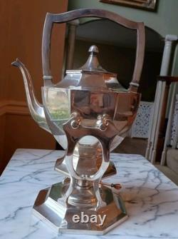 Neoclassical Tilting SIlver Plate Coffee Pot/ Tea Pot on stand with burner, Wilcox