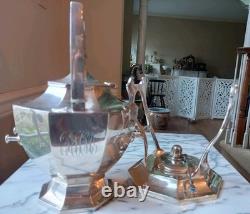 Neoclassical Tilting SIlver Plate Coffee Pot/ Tea Pot on stand with burner, Wilcox