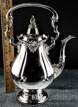 Never Used Wallace Baroque Hanging Tea Pot & Warmer 2 Trays Creamer Sugar