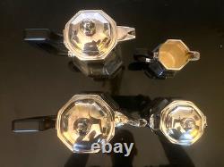 New ERCUIS France Art Deco 4 pc Silver plate Coffee & Tea Service Set