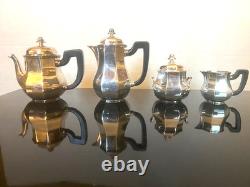 New ERCUIS France Art Deco 4 pc Silver plate Coffee & Tea Service Set