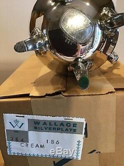 New MIB Vintage Wallace Baroque Silverplate Coffee Tea Cream Sugar Set