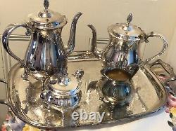 Newport Gorham Silverplate 5 Piece Coffee Tea Set with Tray