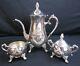 Old Master 3 Piece Silver Plate Tea /coffe Set Withpot, Lidded Sugar Bowl, Creamer