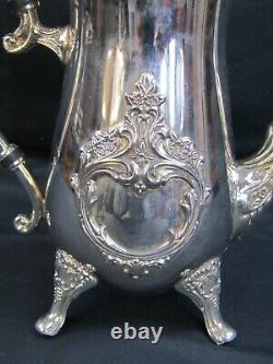 OLD MASTER 3 PIECE SILVER PLATE TEA /COFFE SET WithPOT, LIDDED SUGAR BOWL, CREAMER