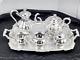 Old Sheffield Plate England Silver Coffee Tea Set Butler Tray 6 Pc Chrysanthenum