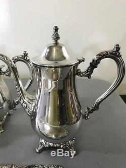 ONEIDA 5 PIECE SILVERPLATED SERVING SET! Coffee Pot, Tea Pot, Sugar, Creamer A15