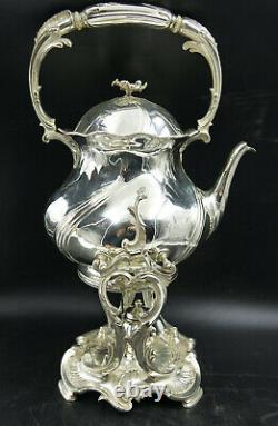 OVERSIZE French Christofle Silver Plate Louis XV Chrysanthemum Coffee & Tea Set