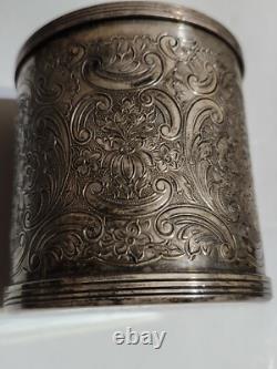 Old 3Silver Plate Tea Caddy Bisquit Jar England Ornate Etched Floral Design