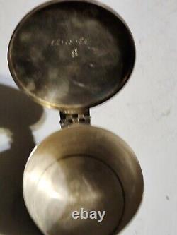 Old 3Silver Plate Tea Caddy Bisquit Jar England Ornate Etched Floral Design