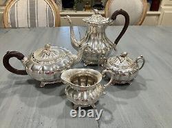 Old English Melon Silverplate 4 piece Tea & Coffee Set Community Plate Art Deco