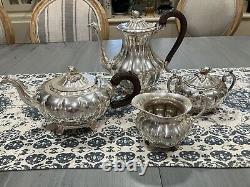 Old English Melon Silverplate 4 piece Tea & Coffee Set Community Plate Art Deco