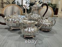 Old English Melon Silverplate 4 piece Tea & Coffee Set Community Plate Art Deco