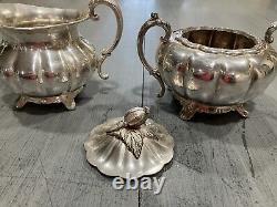 Old English Melon Silverplate 4 piece Tea & Coffee Set Community Plate Art Deco