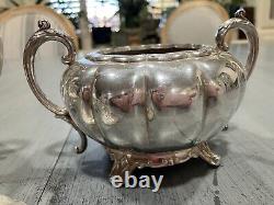 Old English Melon Silverplate 4 piece Tea & Coffee Set Community Plate Art Deco