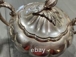 Old English Melon Silverplate 4 piece Tea & Coffee Set Community Plate Art Deco