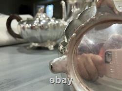 Old English Melon Silverplate 4 piece Tea & Coffee Set Community Plate Art Deco
