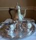 Old Sheffield Reproductn Silver Plate 4pc Coffee Pot/ Tea Pot Set, Hand Chased