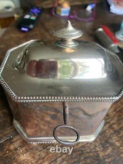 Old Sheffield Silver Plate On Copper 18c Georgian Lockable Tea Caddy & Key
