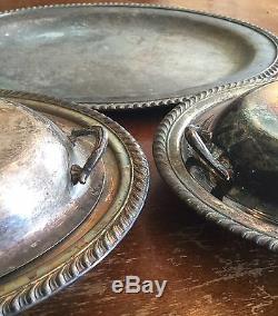 Old Vtg Silverplate Dinner Serving Platter Tea Pot Dish Plate Rogers Lot Of 28