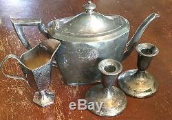 Old Vtg Silverplate Dinner Serving Platter Tea Pot Dish Plate Rogers Lot Of 28