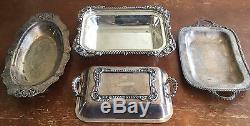 Old Vtg Silverplate Dinner Serving Platter Tea Pot Dish Plate Rogers Lot Of 28