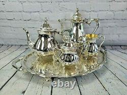 Oneida Chippendale Silverplate 5 Piece Tea Coffee Service Set