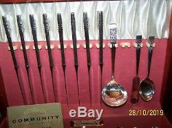 Oneida Community 1936 CORONATION Flatware for 8 WithChest 51 pcs. Iced Tea Spoons