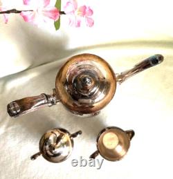 Oneida Silver Plate Tea/Coffee Pot, Creamer & Sugar Bowl (4 pcs) Vintage